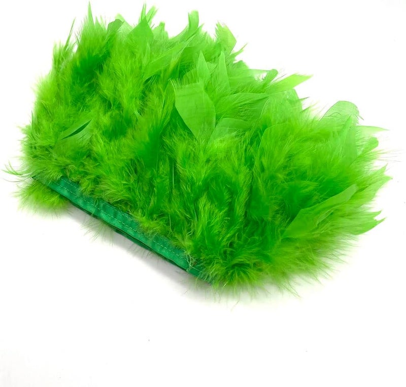 Shekyeon Turkey Feathers Fringe Trim for Party Clothing DIY Sewing Crafts Decoration Pack of 2 Yards (Lime Green) - Image 4